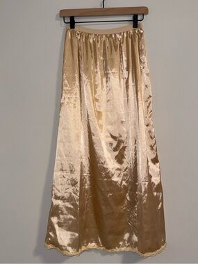 Champagne Gold Satin Maxi Slip Skirt Sz S